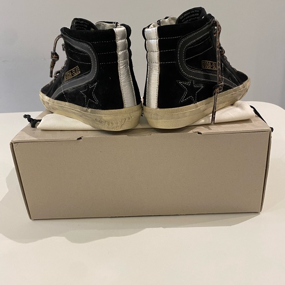 Golden Goose Slide Sneaker in Black Suede/Silver sz 37 New in Box - Picture 8 of 16